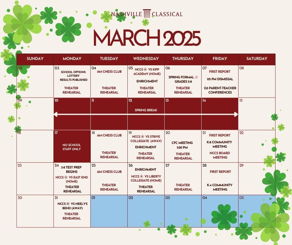 March Calendar of Events